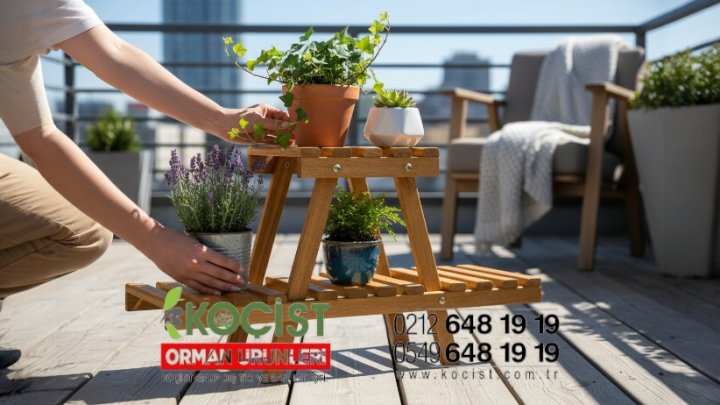Ahsap-ciceklik-saksi-standi-2-kat Model 1 - Görsel 1