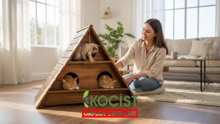 Ahsap-kedi-evi-3lu Model 1 - Görsel 6