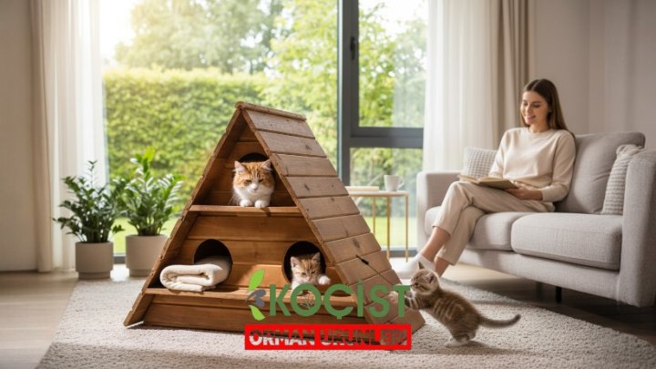 Ahsap-kedi-evi-3lu Model 1 - Görsel 4